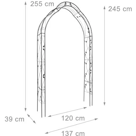 Relaxdays Arche à Rosiers Support De Plantes Grimpantes H X L X P 255 X 137 X 39 Cm Jardin Terrasse Petits Oiseaux Fer époxy, Noir 4 Relaxdays Arche à Rosiers Support De Plantes Grimpantes H X L X P 255 X 137 X 39 Cm Jardin Terrasse Petits Oiseaux Fer époxy, Noir – Image 2