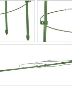 RELAXDAYS 6x Cage à Tomates Tuteur Plantes Grimpantes, Support à 3 Anneaux, Jardin, Balcon, Set De 2, 76 Cm Long, Vert -Accessoire de culture Soldes Boutique 10368214 4