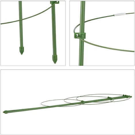 RELAXDAYS 12x Cage à Tomates Tuteur Plantes Grimpantes, Support à 3 Anneaux, Jardin, Balcon, Set De 2, 76 Cm Long, Vert 6 RELAXDAYS 12x Cage à Tomates Tuteur Plantes Grimpantes, Support à 3 Anneaux, Jardin, Balcon, Set De 2, 76 Cm Long, Vert – Image 4