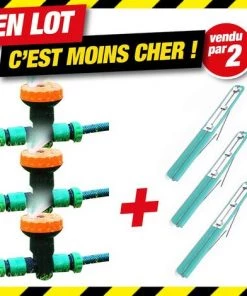 OUTIROR Offre En Lot : Arroseur à Planter + Lot De 3 Attaches Pour Tuteurs