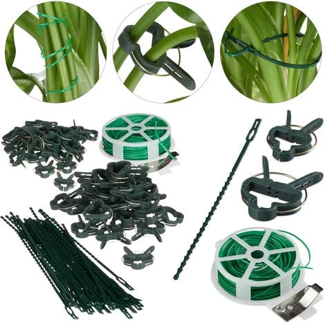 Relaxdays Set D’attache Plantes Set De 110 Pièces. Clips Stables, Fils Fournis Le Cutter, Tuteur Roses, Tomates, Vert 3 Relaxdays Set D’attache Plantes Set De 110 Pièces. Clips Stables, Fils Fournis Le Cutter, Tuteur Roses, Tomates, Vert