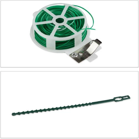 Relaxdays Set D’attache Plantes Set De 110 Pièces. Clips Stables, Fils Fournis Le Cutter, Tuteur Roses, Tomates, Vert 5 Relaxdays Set D’attache Plantes Set De 110 Pièces. Clips Stables, Fils Fournis Le Cutter, Tuteur Roses, Tomates, Vert – Image 3