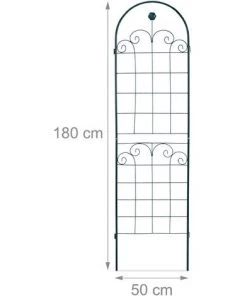 Relaxdays Treillis Jardin Fer Set De 2 Clôture Plante Grimpante Grille Fleurs Arceau Rosier 180 X 50 Cm B, Vert Foncé -Accessoire de culture Soldes Boutique 13679108 5