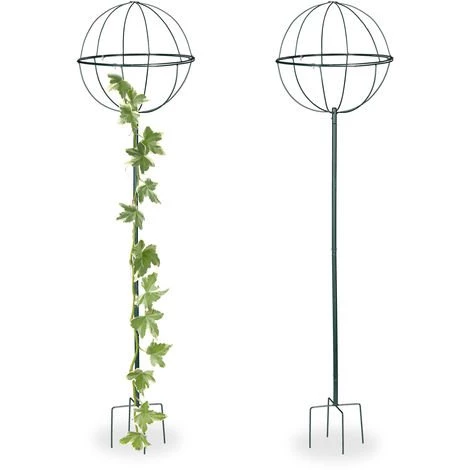 Relaxdays Tuteur De Jardin H 157 Cm, Boule Ronde, Colonne Rosier, Arche Plante Grimpante, Set 2 Métal Arceau, Vert Foncé 3 Relaxdays Tuteur De Jardin H 157 Cm, Boule Ronde, Colonne Rosier, Arche Plante Grimpante, Set 2 Métal Arceau, Vert Foncé