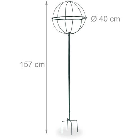 Relaxdays Tuteur De Jardin H 157 Cm, Boule Ronde, Colonne Rosier, Arche Plante Grimpante, Set 2 Métal Arceau, Vert Foncé 6 Relaxdays Tuteur De Jardin H 157 Cm, Boule Ronde, Colonne Rosier, Arche Plante Grimpante, Set 2 Métal Arceau, Vert Foncé – Image 4