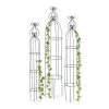 Relaxdays Obélisque De Jardin, Colonne Rosier, Arche Plante Grimpante, Set De 3 Métal Cage Rose, Arceau, Vert Foncé -Accessoire de culture Soldes Boutique 13884352 1