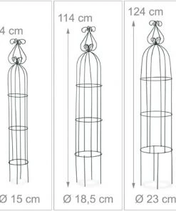 Relaxdays Obélisque De Jardin, Colonne Rosier, Arche Plante Grimpante, Set De 3 Métal Cage Rose, Arceau, Vert Foncé -Accessoire de culture Soldes Boutique 13884352 5