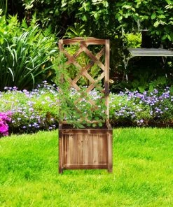 Relaxdays Jardinière Avec Treillis Espalier Tuteur Plantes Grimpantes Bac à Fleurs En Bois Vigne Lierre Rose 20L, 90 Cm 9 Relaxdays Jardinière Avec Treillis Espalier Tuteur Plantes Grimpantes Bac à Fleurs En Bois Vigne Lierre Rose 20L, 90 Cm -Accessoire de culture Soldes Boutique 13919227 3