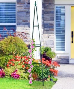 Relaxdays Tuteur Jardin, Pyramide Haute 192 Cm, Colonne Rosier, Arche Plante Grimpante, Arceau , Fer, Vert Foncé -Accessoire de culture Soldes Boutique 14083535 2