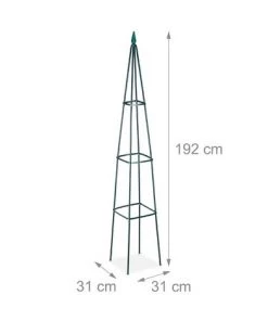 Relaxdays Tuteur Jardin, Pyramide Haute 192 Cm, Colonne Rosier, Arche Plante Grimpante, Arceau , Fer, Vert Foncé -Accessoire de culture Soldes Boutique 14083535 4