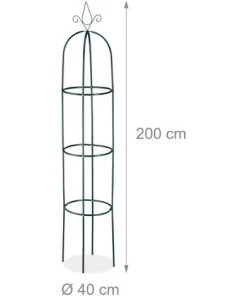 Relaxdays Tuteur Jardin, Pyramide Haute 200 Cm, Colonne Rosier, Arche Plante Grimpante, Arceau, Fer, Vert Foncé -Accessoire de culture Soldes Boutique 14192582 4