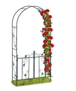 Relaxdays Arche De Rosiers Porte, Arcade, Treillis Plantes Grimpantes, Tuteur Métal, 230 X 113,5 X 36,5 Cm, Vert Foncé