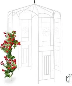 Relaxdays Arche à Rosiers, Pavillon Rosiers, Tonnelle Plante Grimpante, Tuteur Treillis Jardin 250x160x160 Cm, Blanc