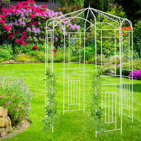 Relaxdays Arche à Rosiers, Pavillon Rosiers, Tonnelle Plante Grimpante, Tuteur Treillis Jardin 250x160x160 Cm, Blanc 4 Relaxdays Arche à Rosiers, Pavillon Rosiers, Tonnelle Plante Grimpante, Tuteur Treillis Jardin 250x160x160 Cm, Blanc – Image 2