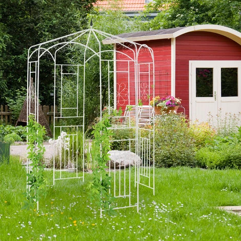 Relaxdays Arche à Rosiers, Pavillon Rosiers, Tonnelle Plante Grimpante, Tuteur Treillis Jardin 250x160x160 Cm, Blanc 5 Relaxdays Arche à Rosiers, Pavillon Rosiers, Tonnelle Plante Grimpante, Tuteur Treillis Jardin 250x160x160 Cm, Blanc – Image 3