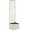Relaxdays Jardinière Avec Treillis Espalier Tuteur Plantes Grimpantes Bac à Fleur Bois Vigne Rose 25 L, 145,5 Cm, Blanc