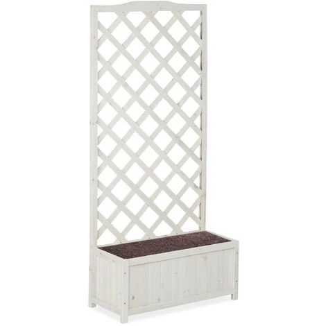 Relaxdays Jardinière Avec Treillis Espalier Tuteur Plantes Grimpantes Bac à Fleurs Bois Vigne Rose 35 L, 150 Cm, Blanc 3 Relaxdays Jardinière Avec Treillis Espalier Tuteur Plantes Grimpantes Bac à Fleurs Bois Vigne Rose 35 L, 150 Cm, Blanc