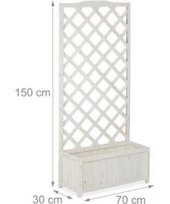 Relaxdays Jardinière Avec Treillis Espalier Tuteur Plantes Grimpantes Bac à Fleurs Bois Vigne Rose 35 L, 150 Cm, Blanc 11 Relaxdays Jardinière Avec Treillis Espalier Tuteur Plantes Grimpantes Bac à Fleurs Bois Vigne Rose 35 L, 150 Cm, Blanc -Accessoire de culture Soldes Boutique 15951500 5
