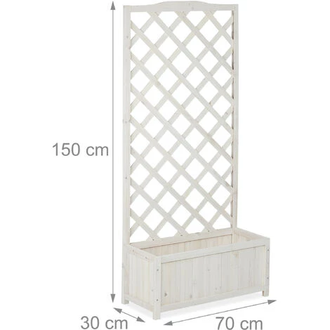 Relaxdays Jardinière Avec Treillis Espalier Tuteur Plantes Grimpantes Bac à Fleurs Bois Vigne Rose 35 L, 150 Cm, Blanc 7 Relaxdays Jardinière Avec Treillis Espalier Tuteur Plantes Grimpantes Bac à Fleurs Bois Vigne Rose 35 L, 150 Cm, Blanc – Image 5