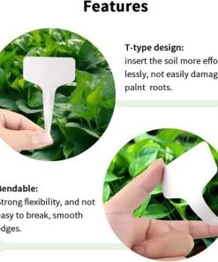 ABCRITAL 100 Pieces Blanc Marqueurs En Plastique De Plantes Type T, Balises Durables De Marqueurs De Jardin Imperméables Étiquettes De Semis -Accessoire de culture Soldes Boutique 30289076 5