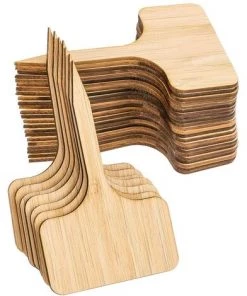 ILOVEMILAN 50Pcs Étiquettes De Plantes En Bambou Avec Un Stylo Marqueur, Plante Tags En Bois De T-Type Jardin Marqueurs Pour Graines Pot Herbes Fleurs Légumes