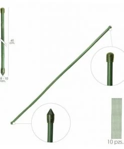 SATURNIA Tutor Asta Di Bambù Plastificato Ø 8 - 10 Mm. X 60 Cm. (confezione 10 Unità)
