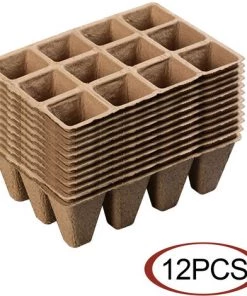 THSINDE 12 Pièces Plateau Semis Réutilisable Godet Semis Biodegradable,Pots En Tourbe Pour Semis,Bac De Semis Pour Plantes,Godet Semis,Cellulose,Pot Jardinage,Pépinière,Plante Conteneur,Mini Serre Semis