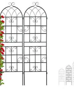 Relaxdays Treillis De Jardin, Métal, Lot De 2, à Planter, Tuteur Pour Plantes Grimpantes, 180 X 50 Cm, Noir