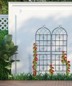 Relaxdays Treillis De Jardin, Métal, Lot De 2, à Planter, Tuteur Pour Plantes Grimpantes, 180 X 50 Cm, Noir -Accessoire de culture Soldes Boutique 32828146 5
