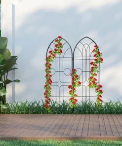 Relaxdays Treillis De Jardin, Métal, Lot De 2, Espalier Plantes Grimpantes, à Planter, Clôture, 184 X 54 Cm, Noir -Accessoire de culture Soldes Boutique 35637099 3