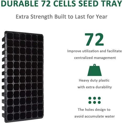 BEARSU Paquet De 10 Kits De Démarrage De Semences, 72 Plateaux De Semis De Cellules Plateau En Plastique De Germination De Jardinage Pots De Pépinière Kit De Culture De Mini Propagateur De Plantes Plateau De Prise Plateaux De Démarrage Pour La Germination Des Se 4 BEARSU Paquet De 10 Kits De Démarrage De Semences, 72 Plateaux De Semis De Cellules Plateau En Plastique De Germination De Jardinage Pots De Pépinière Kit De Culture De Mini Propagateur De Plantes Plateau De Prise Plateaux De Démarrage Pour La Germination Des Se – Image 2