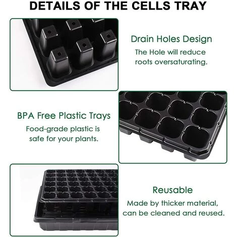 BEARSU Paquet De 10 Kits De Démarrage De Semences, 72 Plateaux De Semis De Cellules Plateau En Plastique De Germination De Jardinage Pots De Pépinière Kit De Culture De Mini Propagateur De Plantes Plateau De Prise Plateaux De Démarrage Pour La Germination Des Se 6 BEARSU Paquet De 10 Kits De Démarrage De Semences, 72 Plateaux De Semis De Cellules Plateau En Plastique De Germination De Jardinage Pots De Pépinière Kit De Culture De Mini Propagateur De Plantes Plateau De Prise Plateaux De Démarrage Pour La Germination Des Se – Image 4
