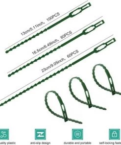 GUAZHUNIFR 220 Pcs Attache Plante En Plastique Réglable Accroche Tuteur Plante Flexible Longueur 13/17/23cm Accroche Tuteur Tomate Réutilisable Portable Pour Plantes Arbustes Jardin Maison Bureau - Vert -Accessoire de culture Soldes Boutique 41019641 2