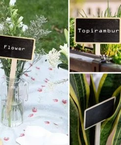 TANABATA 40pcs Étiquettes De Plantes En Ardoise Mini Tableau Noir Marqueur De Jardin Plante Signe Tags En Bois Étiquettes Potager Pour Fleur Légumes Graine Jardin Pépinière -Accessoire de culture Soldes Boutique 41474962 3