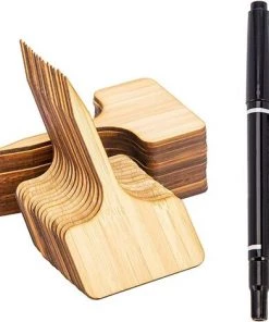 TANABATA 30 Pcs Bambou Plante Étiquettes De Plantes En Bambou D'étiquette En Bois Marqueurs De Type T Pour Jardin Plantes En Pot Accessoires À Effet De Serre - 10 X 6 Cm
