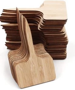 VERSAILLESFR 50Pcs Étiquettes De Plantes En Bambou , Plante Tags En Bois De T-Type Jardin Marqueurs Pour Graines Pot Herbes Fleurs Légumes (6 X 10 Cm)