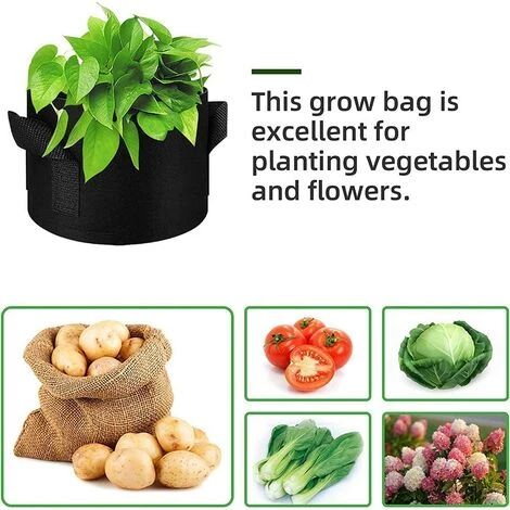 VERSAILLESFR Sacs De Plantation Non Tissé, Lot De 12 1 Gallons Versailles Sacs De Croissance Pour Pomme De Terre, Plante, Tomate, Végétale Aération Tissu Pots Avec Poignée, Noir 6 VERSAILLESFR Sacs De Plantation Non Tissé, Lot De 12 1 Gallons Versailles Sacs De Croissance Pour Pomme De Terre, Plante, Tomate, Végétale Aération Tissu Pots Avec Poignée, Noir – Image 4