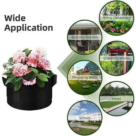 VERSAILLESFR Sacs De Plantation Non Tissé, Lot De 12 1 Gallons Versailles Sacs De Croissance Pour Pomme De Terre, Plante, Tomate, Végétale Aération Tissu Pots Avec Poignée, Noir 7 VERSAILLESFR Sacs De Plantation Non Tissé, Lot De 12 1 Gallons Versailles Sacs De Croissance Pour Pomme De Terre, Plante, Tomate, Végétale Aération Tissu Pots Avec Poignée, Noir – Image 5