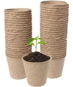 TANABATA Pots Biodégradables,50pcs Pot De Semis Biodegradable, Pots En Fibre Sans Tourbe, Godet Semis Biodegradable, Pot De Tourbe
