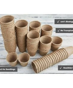TANABATA Pots Biodégradables,50pcs Pot De Semis Biodegradable, Pots En Fibre Sans Tourbe, Godet Semis Biodegradable, Pot De Tourbe -Accessoire de culture Soldes Boutique 44322920 4