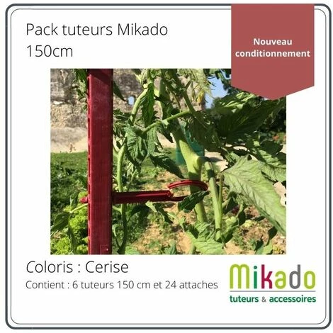 MIKADO Tuteur - Tomate - PACK 150 CERISE : 6 Tuteurs 150 Cm Et 24 Attaches 4 MIKADO Tuteur - Tomate - PACK 150 CERISE : 6 Tuteurs 150 Cm Et 24 Attaches – Image 2
