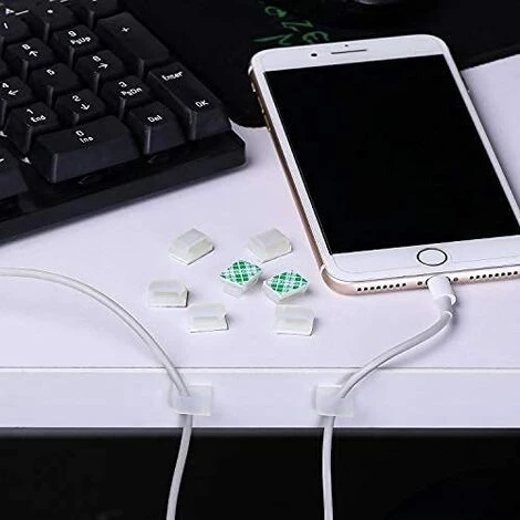 ALMI Paquet De 50 Clips De Câble Auto-Adhésif Clips De Fil Électrique Clips De Gestion De Câbles Pour Voiture, Bureau Et Maison (13 X 10 Mm, Blanc) 6 ALMI Paquet De 50 Clips De Câble Auto-Adhésif Clips De Fil Électrique Clips De Gestion De Câbles Pour Voiture, Bureau Et Maison (13 X 10 Mm, Blanc) – Image 4