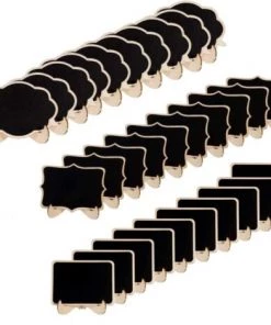 SUPERMARKET Ardoise Craie, Mini Tableau Ardoise Bois Mural Avec Support Etiquette Chevalet Pour Marque Place, Décoration Mariage, Message Board, École Porte Nom Table, Panneau De Fête (30pcs),Superma