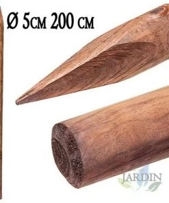 SUINGA Tuteur D'arbre Ø5 Cm X 200cm, Poteaux Bois Ronds Avec Pointes, Palissades, Piquets De Fixation, Piquets