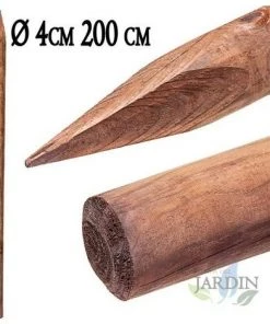 SUINGA Tuteur D'arbre Ø4 Cm X 200cm, Poteaux Bois Ronds Avec Pointes, Palissades, Piquets De Fixation, Piquets