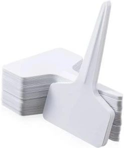 ABCRITAL Lot De 100 Étiquettes En Plastique Pour Plantes, Étiquettes De Type T, Imperméables, Réutilisables, Pour Pépinière, Pour Jartin De Fleurs, Légumes, Herbes, Blanc