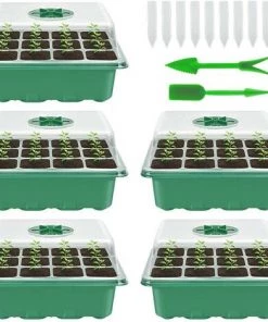 MALLOMNE Lot De 5 Plateaux De D��marrage Pour Semences Plateau De Semis (12 Cellules Par Plateau) Humidit�� R��glable