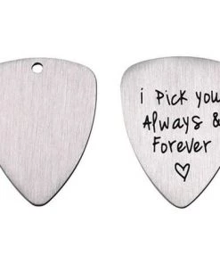 LITZEE Guitar Pick Ich Pick Sie Immer Für Immer Brief Titan Acier Guitar Pick Collier Musique Pendentif Cadeau DIY Pour Guitare Basse électrique -Accessoire de culture Soldes Boutique 51552558 4