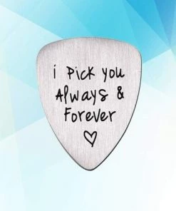 LITZEE Guitar Pick Ich Pick Sie Immer Für Immer Brief Titan Acier Guitar Pick Collier Musique Pendentif Cadeau DIY Pour Guitare Basse électrique -Accessoire de culture Soldes Boutique 51552558 5