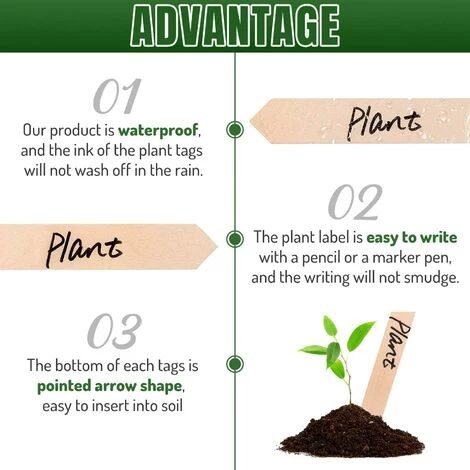 READCLY 50Pcs Étiquettes De Plantes En Bois Avec Un Stylo Marqueur, Pointu Signe De La Plante Imperméable Écologiques Marqueurs De Jardin Pour Semences Herbes Fleurs Légumes (15 X 2 Cm) 5 READCLY 50Pcs Étiquettes De Plantes En Bois Avec Un Stylo Marqueur, Pointu Signe De La Plante Imperméable Écologiques Marqueurs De Jardin Pour Semences Herbes Fleurs Légumes (15 X 2 Cm) – Image 3